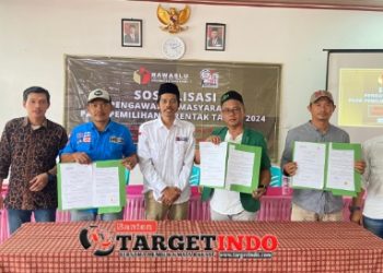 KSB, GP Ansor dan Karang Taruna Tandatangani MoU Bersama Panwaslu Kecamatan Sukaresmi